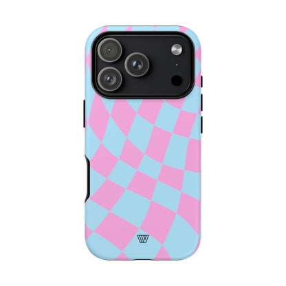 Blue Pink Curvy Checkerboard Tough Phone Case – iPhone 18 Pro, Matte