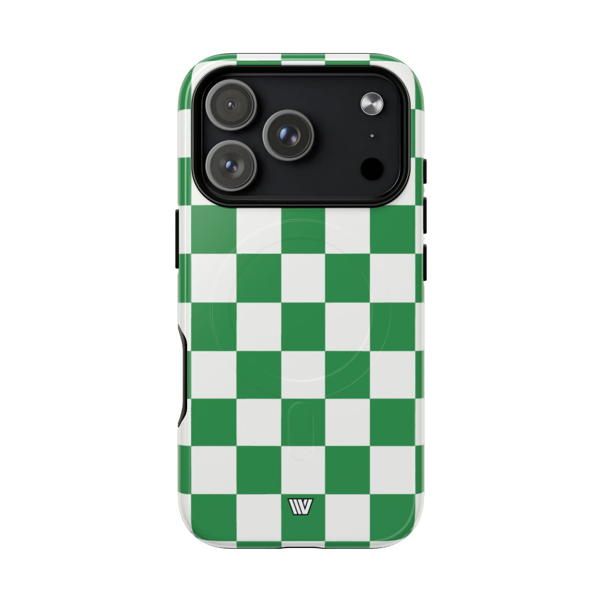 Green White Checkerboard MagSafe Tough iPhone Case – iPhone 18 Pro, Glossy