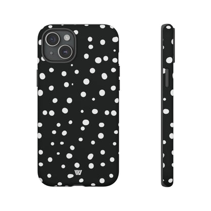 Black and White Dots Tough Phone Case – iPhone 15 Plus, Matte
