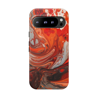 White Fire Paint Swirl Tough Phone Case – Google Pixel 9 Pro, Matte
