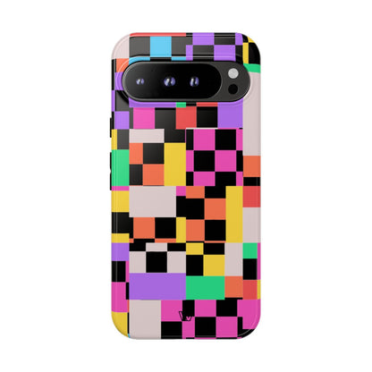 Mashed Up Checkerboard Tough Phone Case – Google Pixel 9 Pro XL, Glossy