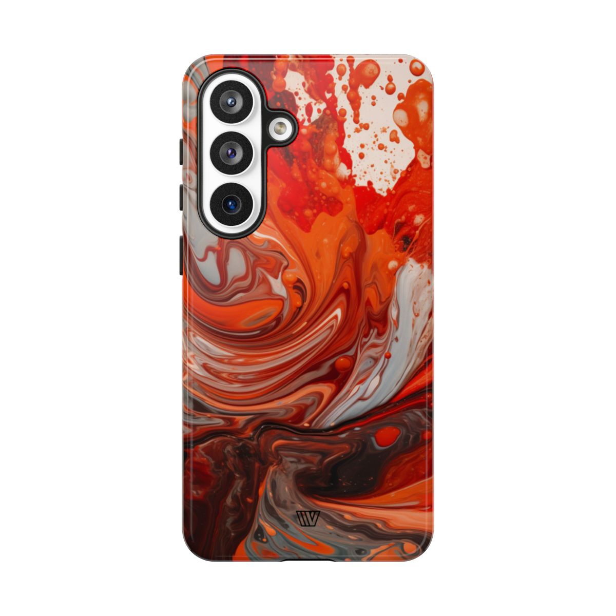 White Fire Paint Swirl Tough Phone Case – Samsung Galaxy S26 Plus, Glossy