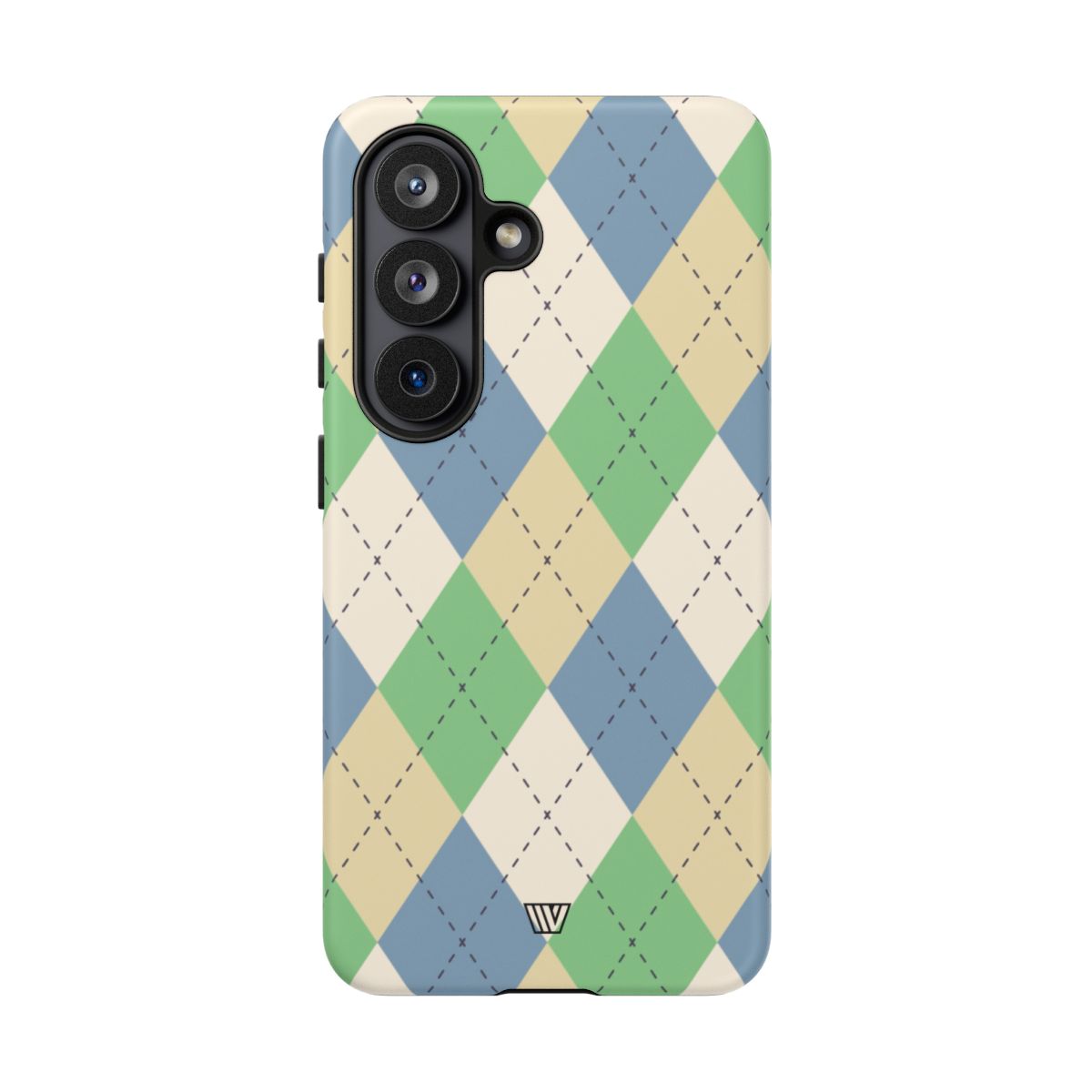 Green Blue Beige Argyle Tough Phone Case – Samsung Galaxy S26, Matte