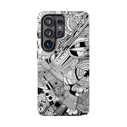 B&W Abstract Doodle Tough Phone Case – Samsung Galaxy S26 Ultra, Glossy