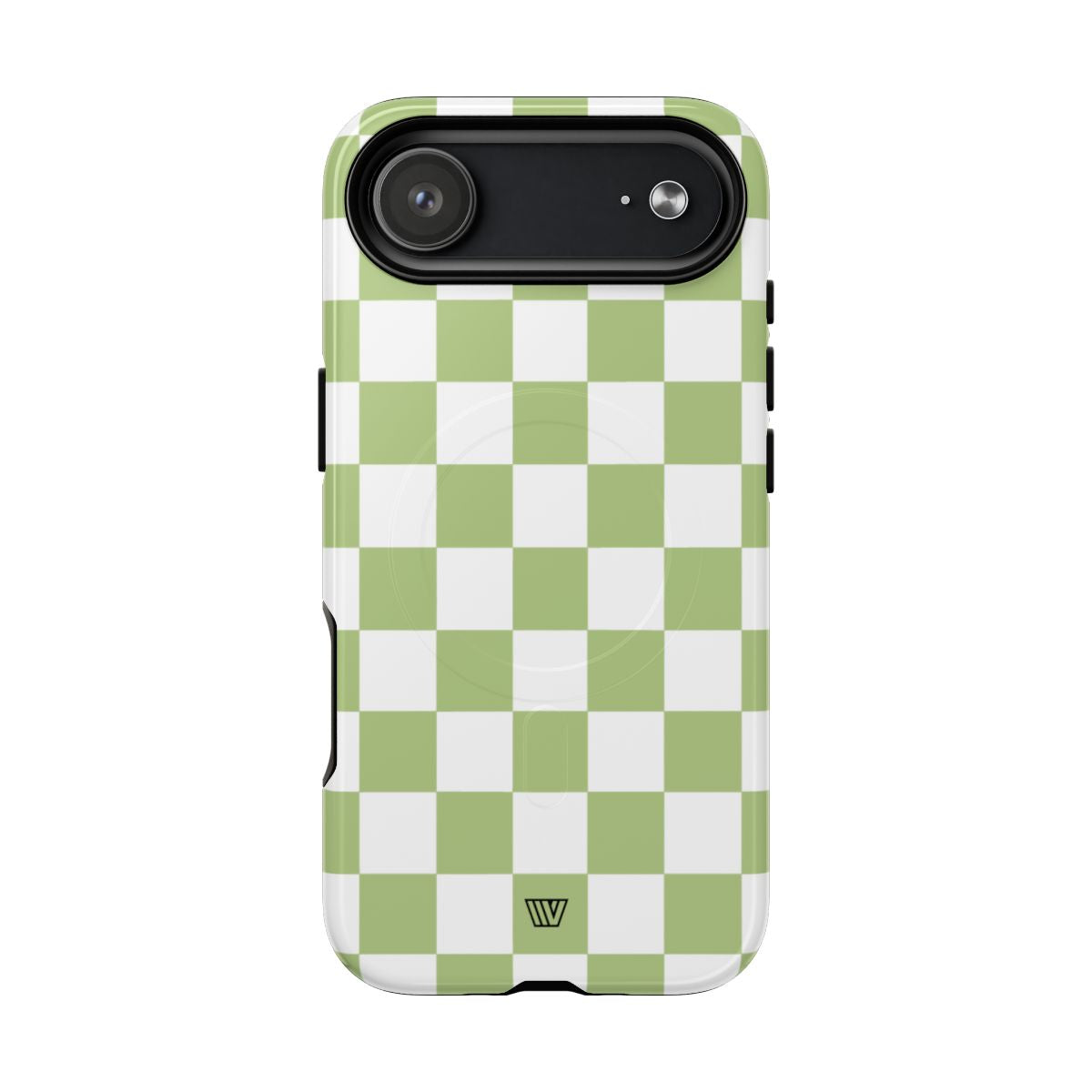 PALE OLIVE WHITE CHECKERBOARD | MagSafe Tough iPhone Case