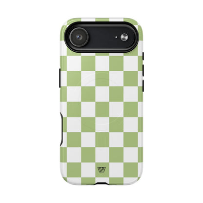 PALE OLIVE WHITE CHECKERBOARD | MagSafe Tough iPhone Case