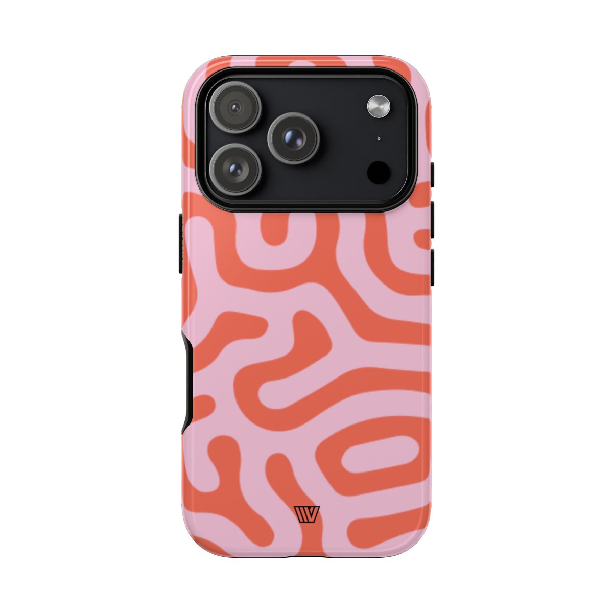 Coral Organic Lines Tough Phone Case – iPhone 17 Pro, Glossy