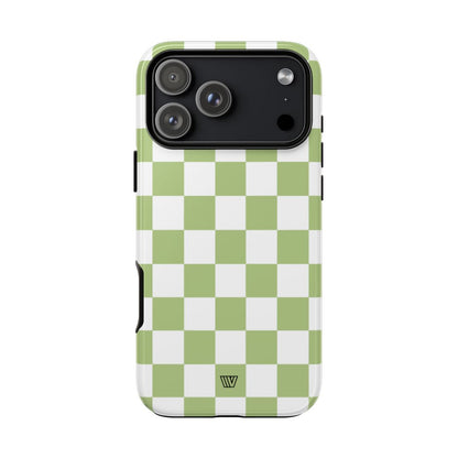 PALE OLIVE WHITE CHECKERBOARD | Tough Phone Case