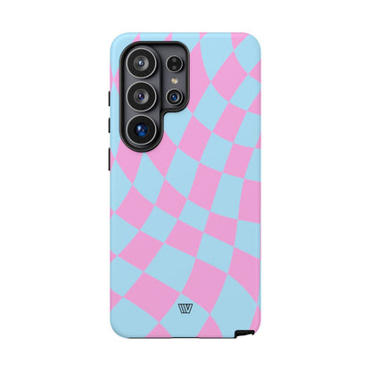 Blue Pink Curvy Checkerboard Tough Phone Case – Samsung Galaxy S26 Ultra, Matte