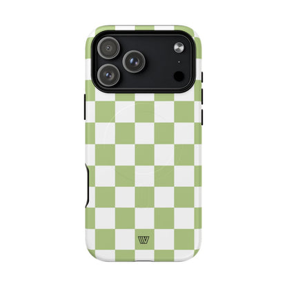PALE OLIVE WHITE CHECKERBOARD | MagSafe Tough iPhone Case