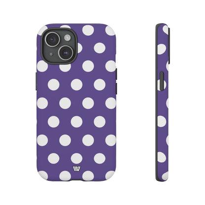 Purple Polka Dots Tough Phone Case – iPhone 15, Matte