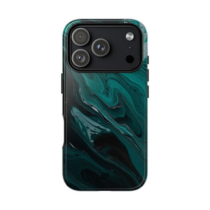 Teal Paint Swirl Tough Phone Case – iPhone 18 Pro, Glossy