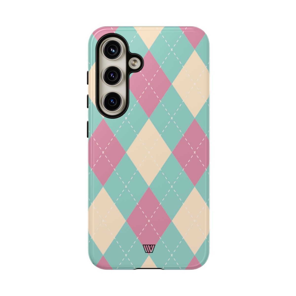 Blue Pink Beige Argyle Tough Phone Case – Samsung Galaxy S24, Glossy