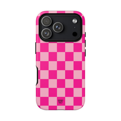 Hot Pink Checkerboard Tough Phone Case – iPhone 18 Pro, Matte