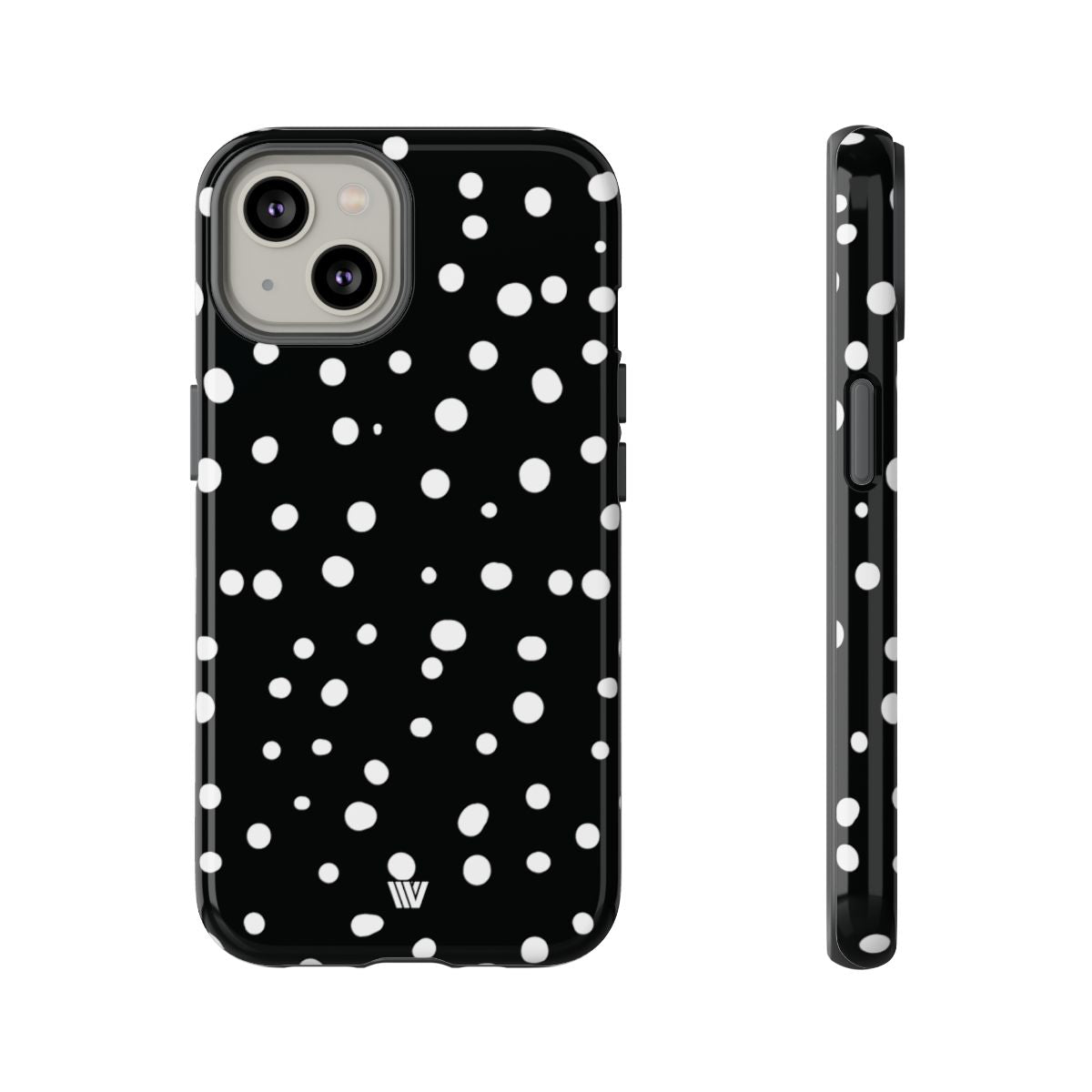 Black and White Dots Tough Phone Case – iPhone 14, Glossy