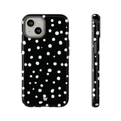 Black and White Dots Tough Phone Case – iPhone 14, Glossy