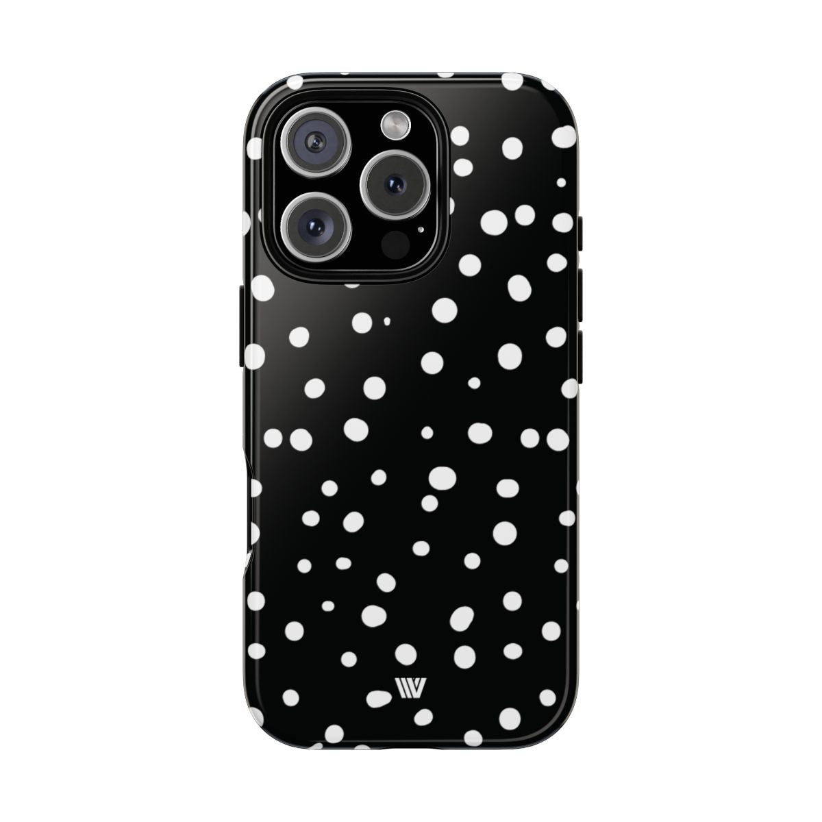 Black and White Dots Tough Phone Case – iPhone 16 Pro, Glossy
