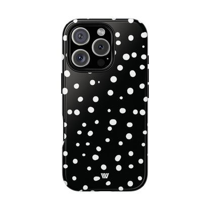 Black and White Dots Tough Phone Case – iPhone 16 Pro, Glossy