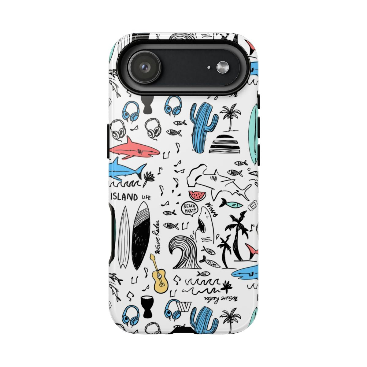 Doodle Beach Party Tough Phone Case – iPhone 17 Air, Glossy