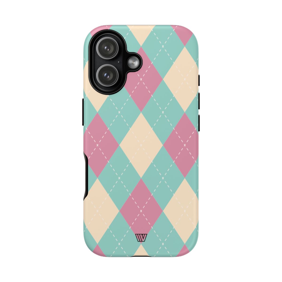Blue Pink Beige Argyle Tough Phone Case – iPhone 17, Matte
