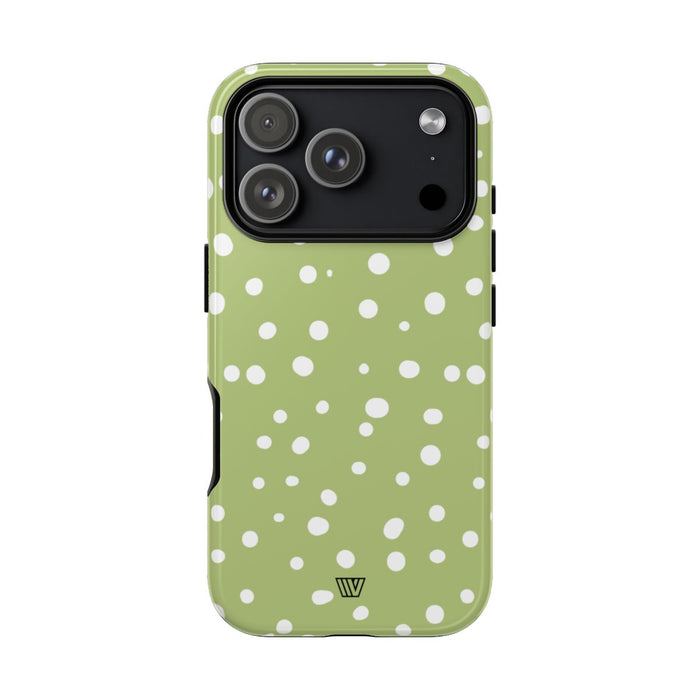 Pale Olive Dots Tough Phone Case – iPhone 18 Pro, Glossy
