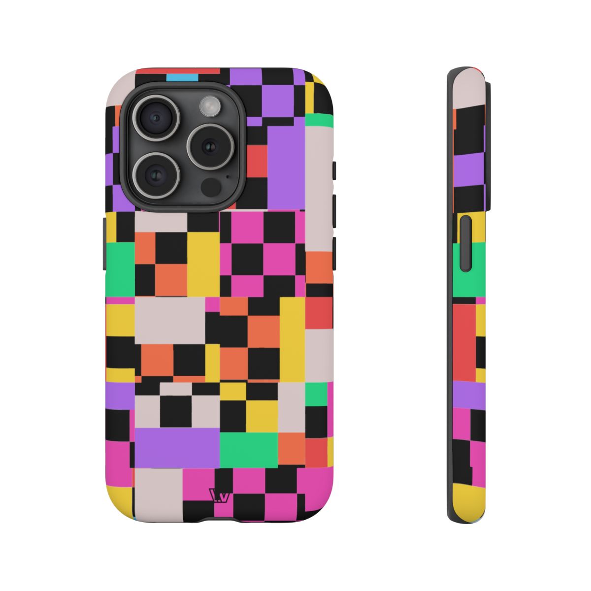Mashed Up Checkerboard Tough Phone Case – iPhone 15 Pro, Matte