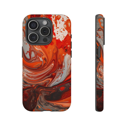 White Fire Paint Swirl Tough Phone Case – iPhone 15 Pro, Matte