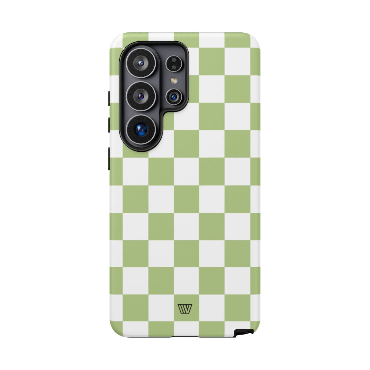 Pale Olive White Checkerboard Tough Phone Case – Samsung Galaxy S26 Ultra, Matte