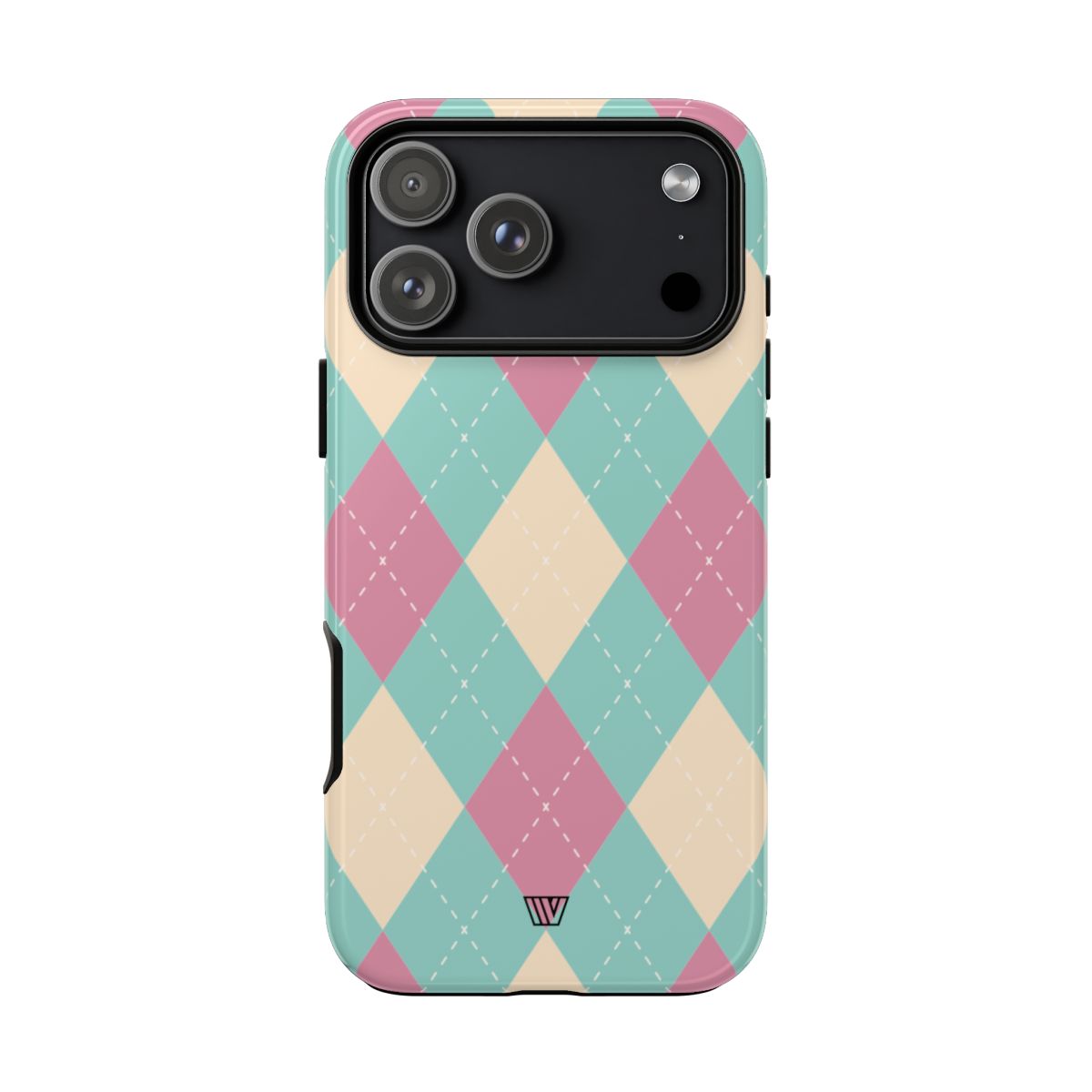 Blue Pink Beige Argyle Tough Phone Case – iPhone 18 Pro Max, Glossy