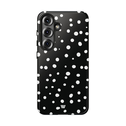 Black and White Dots Tough Phone Case – Samsung Galaxy S25, Glossy