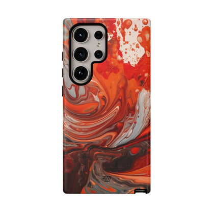 White Fire Paint Swirl Tough Phone Case – Samsung Galaxy S24 Ultra, Matte