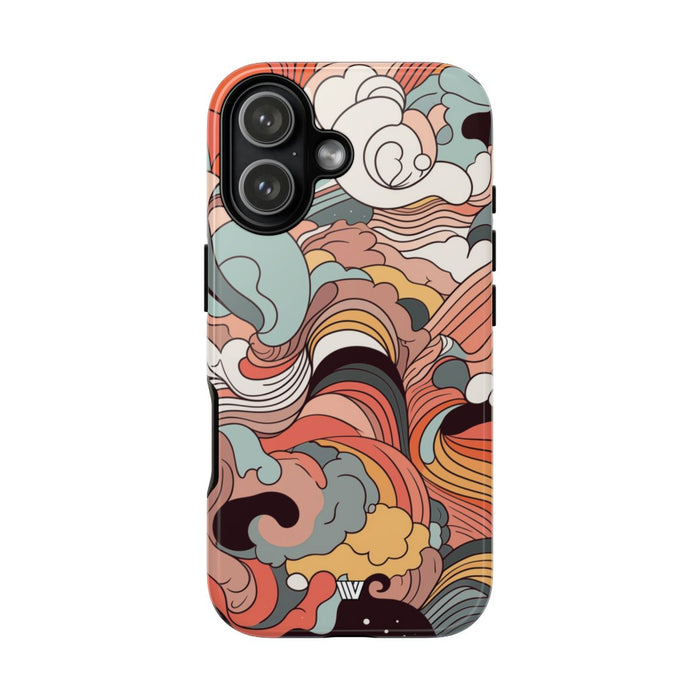 Abstract Doodle Clouds Tough Phone Case – iPhone 17, Glossy