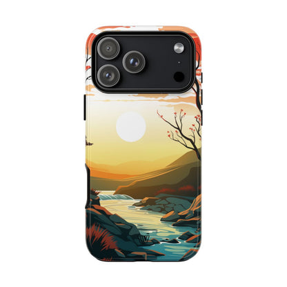 River Sunset Tough Phone Case – iPhone 17 Pro Max, Glossy