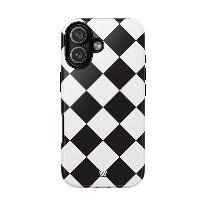 Black & White Diamond Tough Phone Case – iPhone 17, Glossy