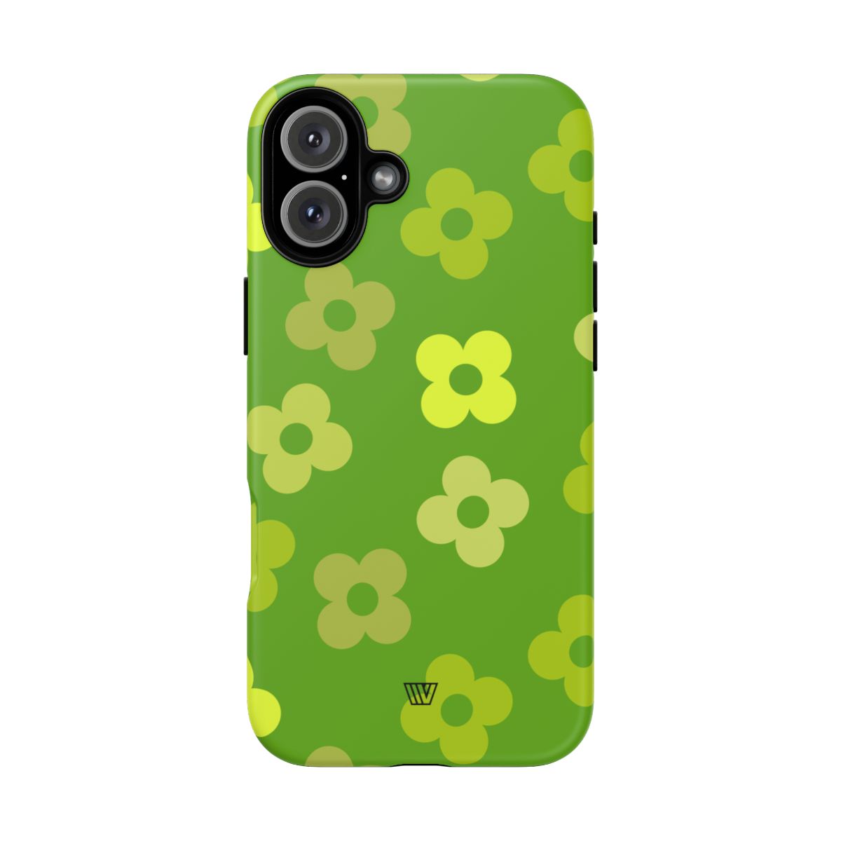Green Retro Flowers Tough Phone Case – iPhone 16 Plus, Matte