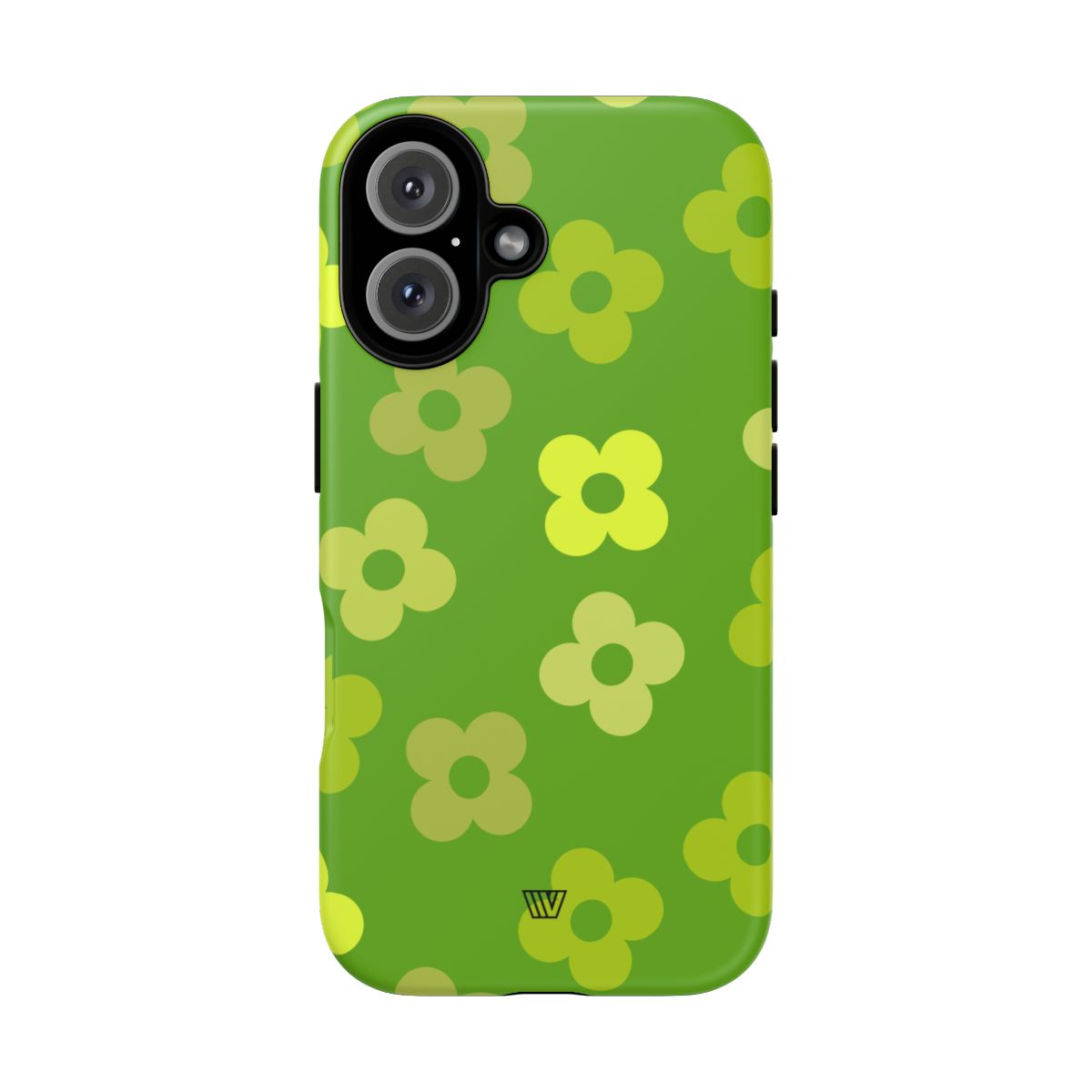 Green Retro Flowers Tough Phone Case – iPhone 16, Matte