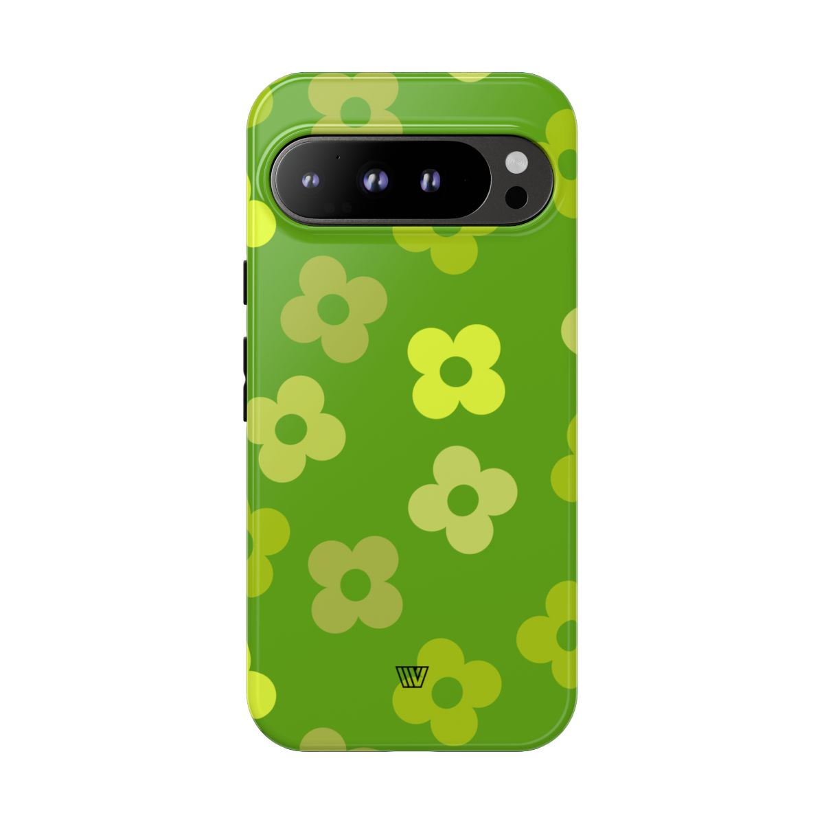 Green Retro Flowers Tough Phone Case – Google Pixel 9 Pro XL, Glossy