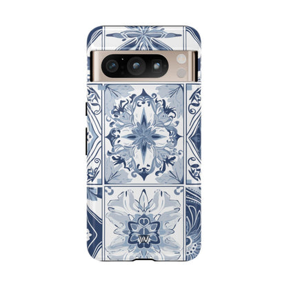 BLUE WHITE TILE | Tough Phone Case