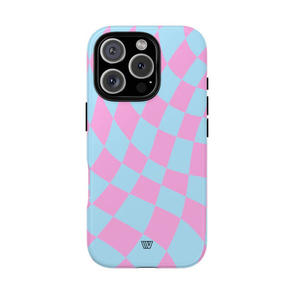 BLUE PINK CURVY CHECKERBOARD | Tough Phone Case