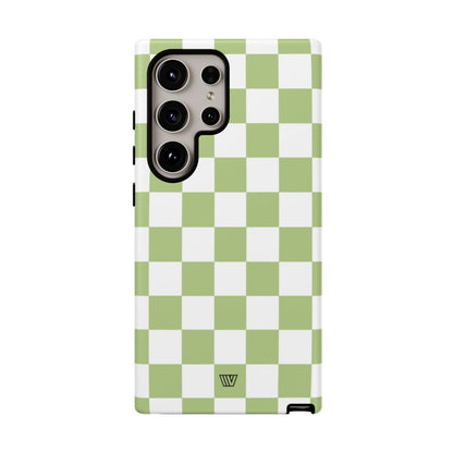 PALE OLIVE WHITE CHECKERBOARD | Tough Phone Case