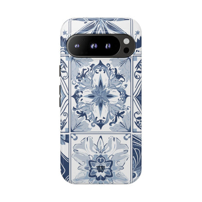 BLUE WHITE TILE | Tough Phone Case