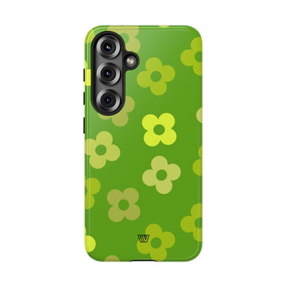 Green Retro Flowers Tough Phone Case – Samsung Galaxy S25, Glossy