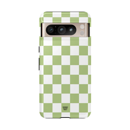 PALE OLIVE WHITE CHECKERBOARD | Tough Phone Case