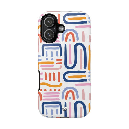 Memphis Bold Lines Tough Phone Case – iPhone 17, Glossy