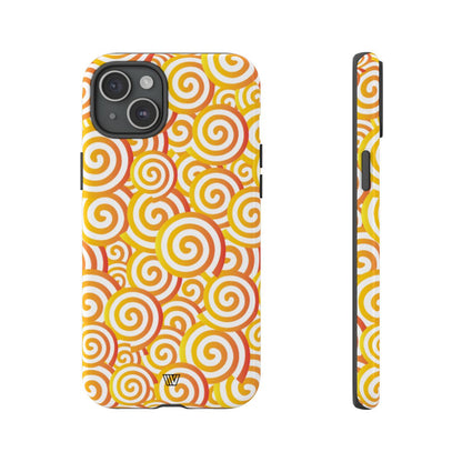 Abstract Spiral Orange Tough Phone Case – iPhone 15 Plus, Glossy