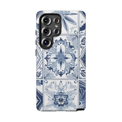 BLUE WHITE TILE | Tough Phone Case