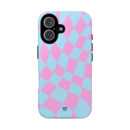 BLUE PINK CURVY CHECKERBOARD | Tough Phone Case