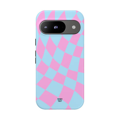 BLUE PINK CURVY CHECKERBOARD | Tough Phone Case