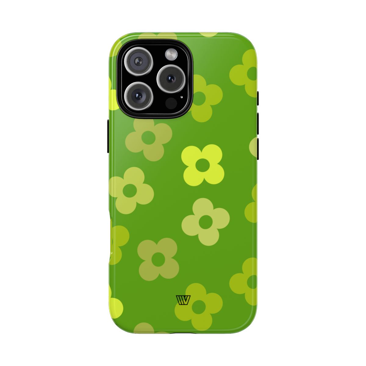 Green Retro Flowers Tough Phone Case – iPhone 16 Pro Max, Glossy