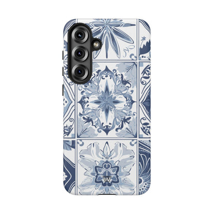 BLUE WHITE TILE | Tough Phone Case